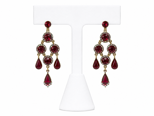 Ruby Radiance Chandelier Earrings