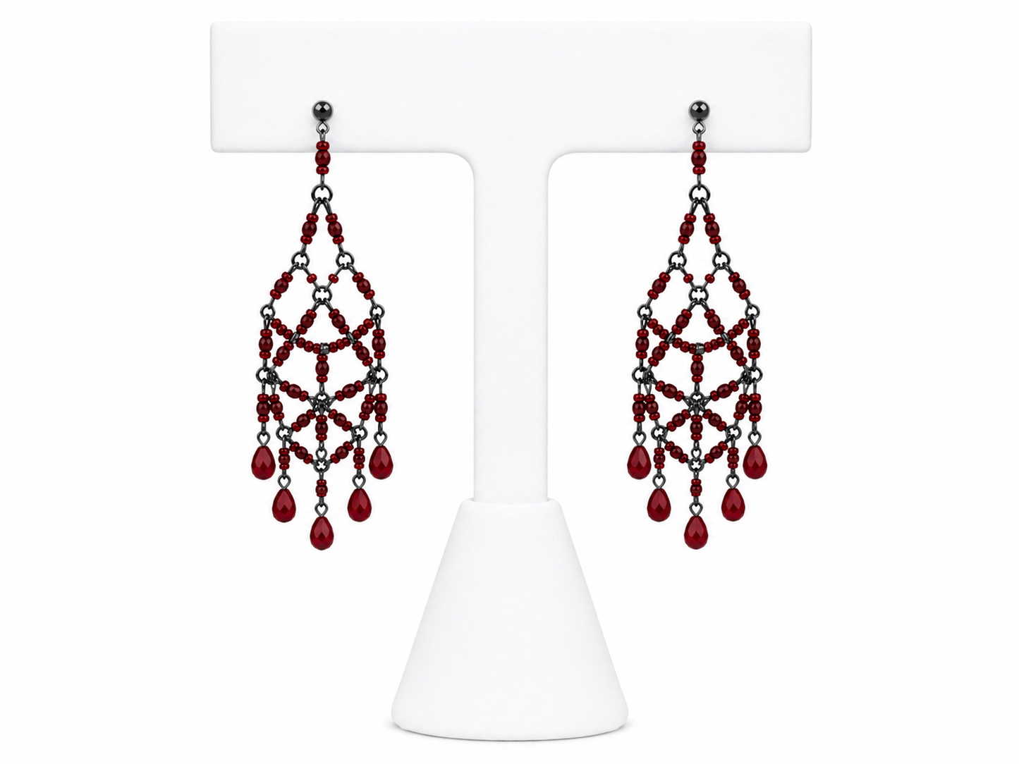 Crimson Cascade Chandelier Earrings