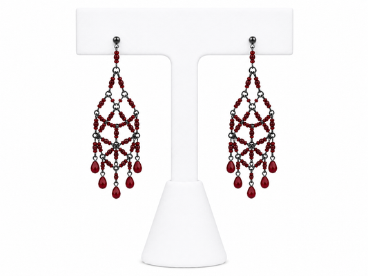 Crimson Cascade Chandelier Earrings