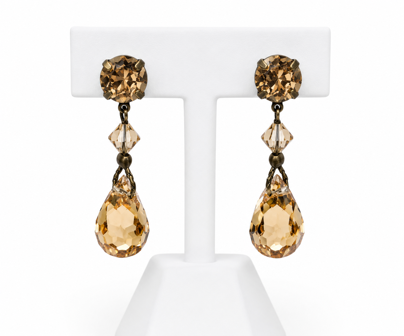 Van Galz Champagne Crystal Drop Earrings