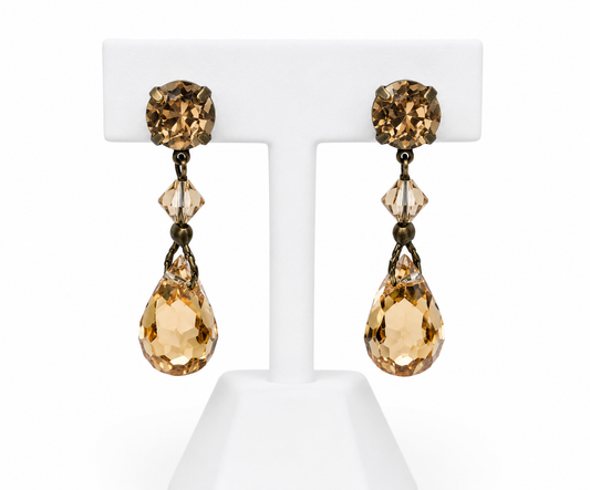 Van Galz Champagne Crystal Drop Earrings