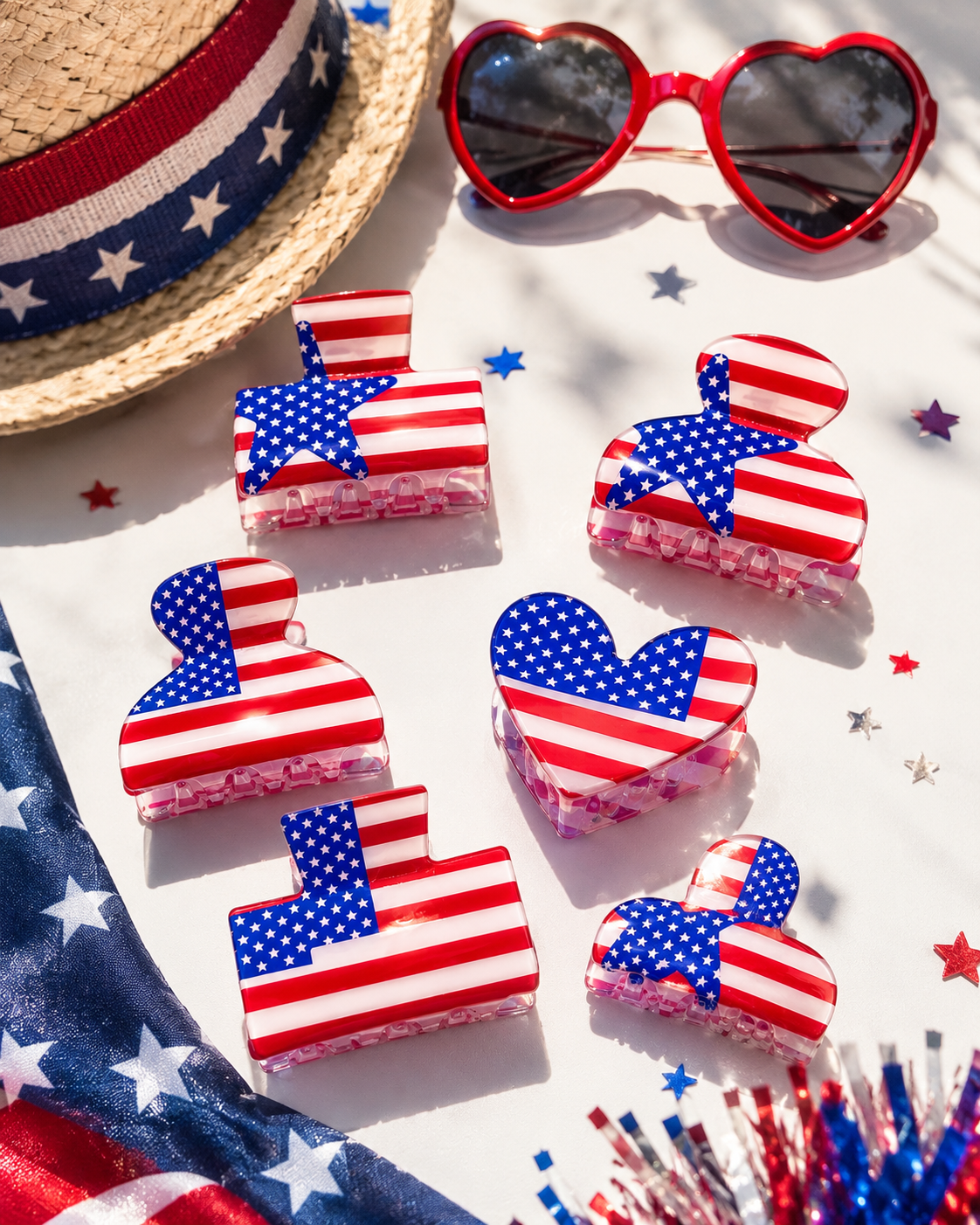 Mini 4th of July Hair Claw Clips