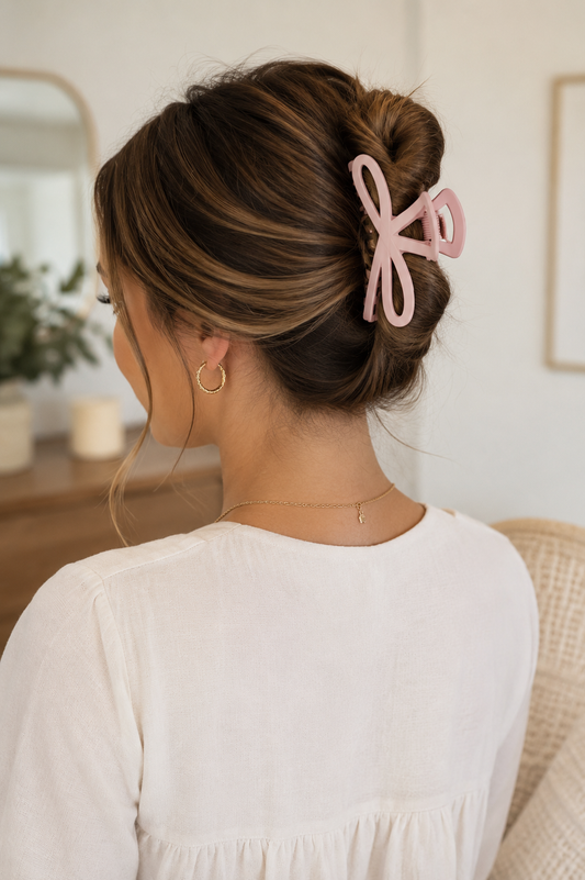 Dark Tone Jumbo Knotted Bow Hair Clip Claw