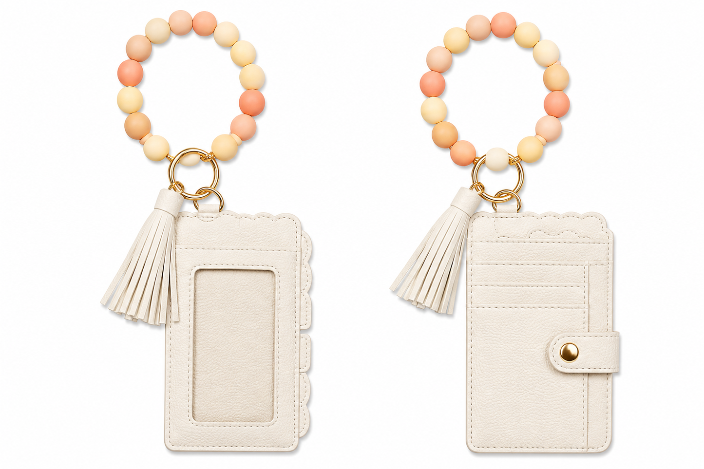 Neutral Palette Wallet Keychain Wristlet with ID Window
