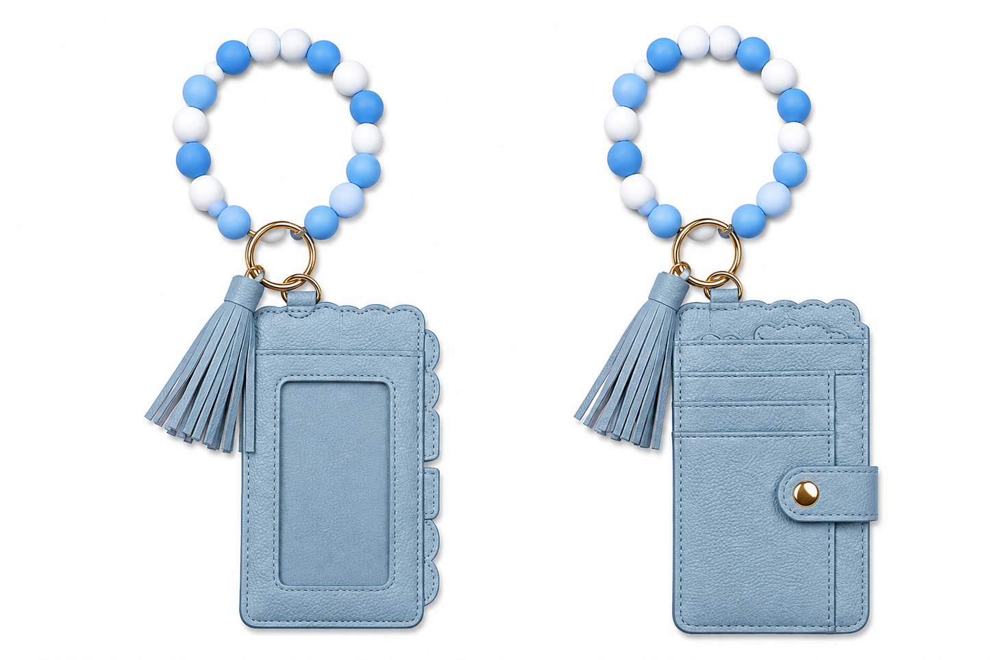 Neutral Palette Wallet Keychain Wristlet with ID Window