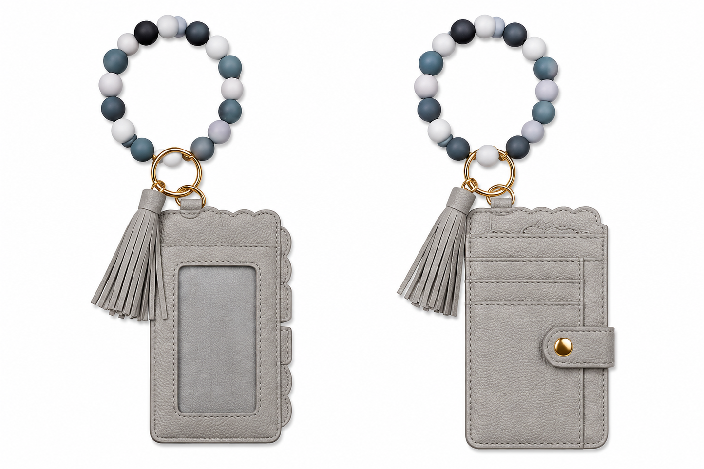 Neutral Palette Wallet Keychain Wristlet with ID Window
