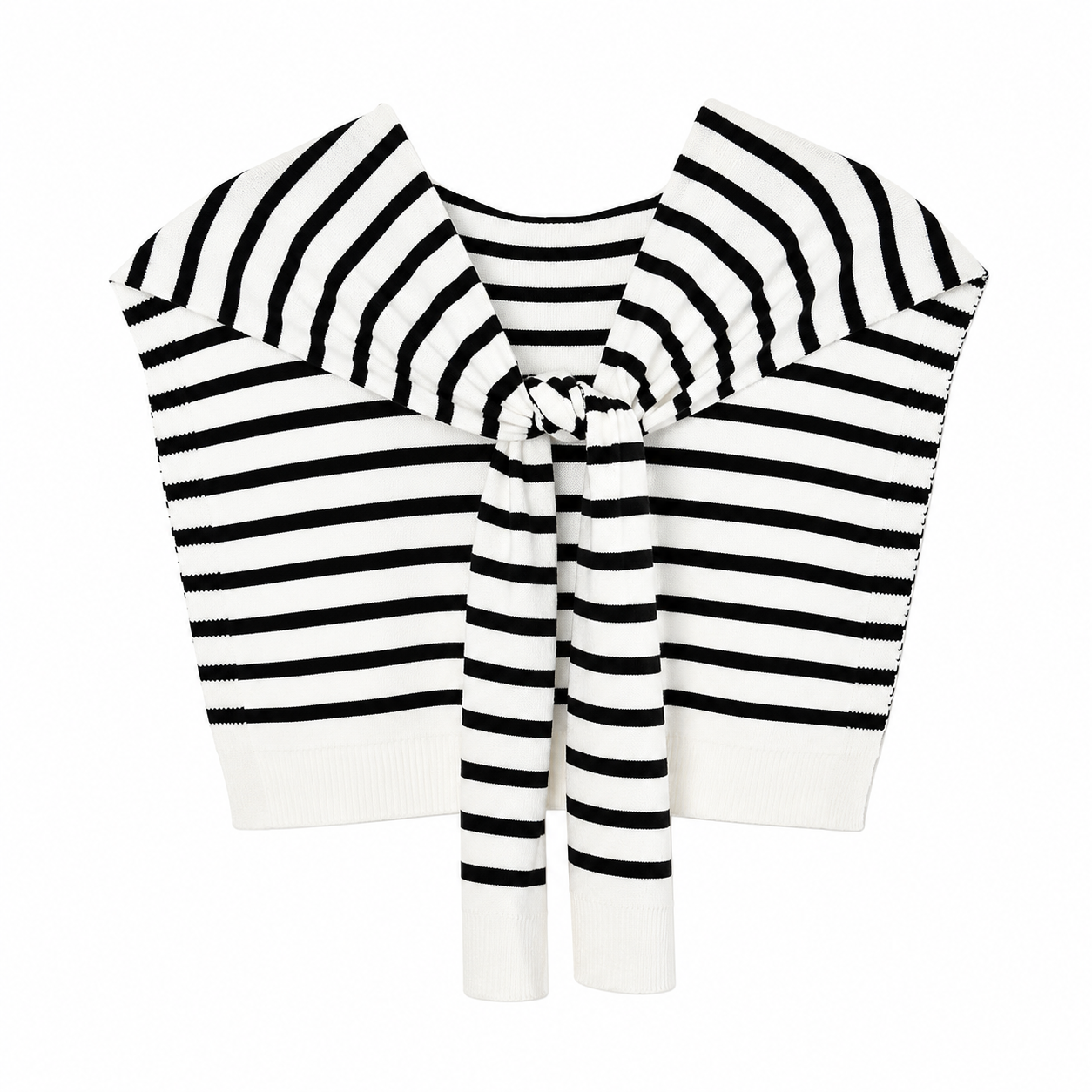 Striped Knitted Outer Shawl – White