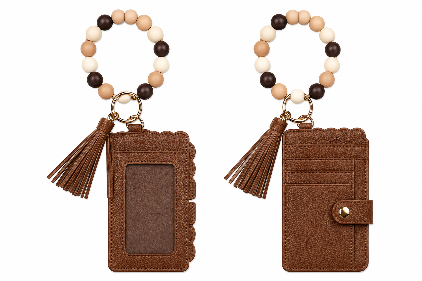 Neutral Palette Wallet Keychain Wristlet with ID Window