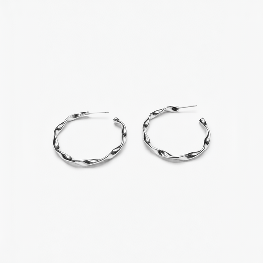 Luxe Silver Twist Hoop Earrings