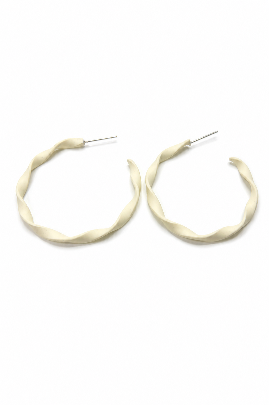 Ivory Whisper Twist Hoop Earrings