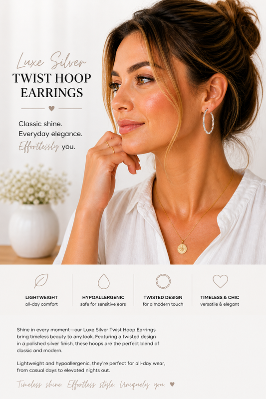 Luxe Silver Twist Hoop Earrings