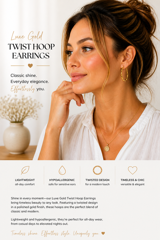 Luxe Gold Twist Hoop Earrings