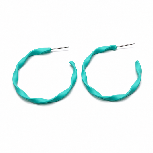 Seafoam Tide Twist Hoop Earrings