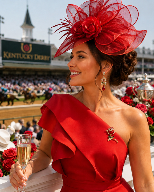 Crimson Rose Derby Brooch