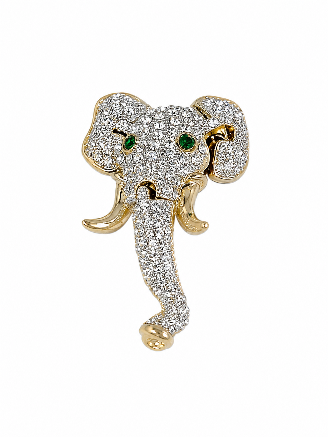 Rhinestone Elephant Green Eyes Pendant
