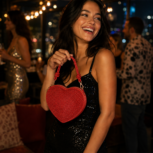 Rhinestone Heart Shape Clutch