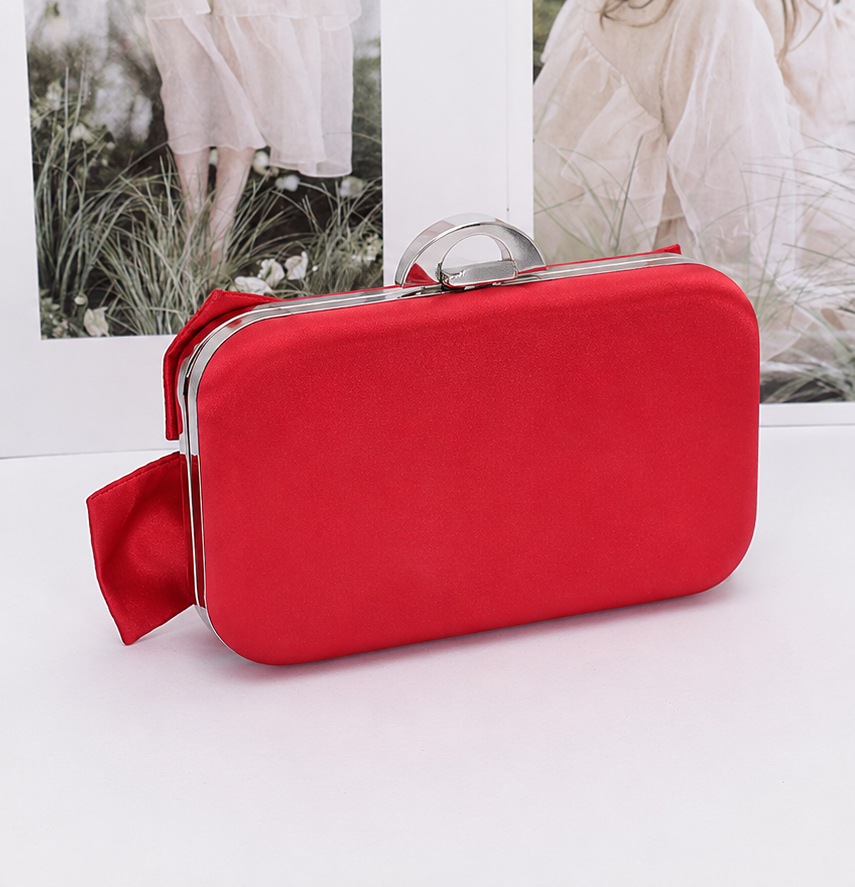 Rhinestone Ribbon Nylon Hard Case Clutch