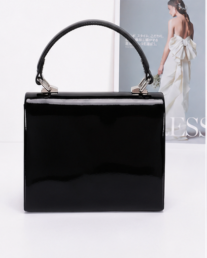 Enamel Rhinestone Ribbon Top Handle Clutch
