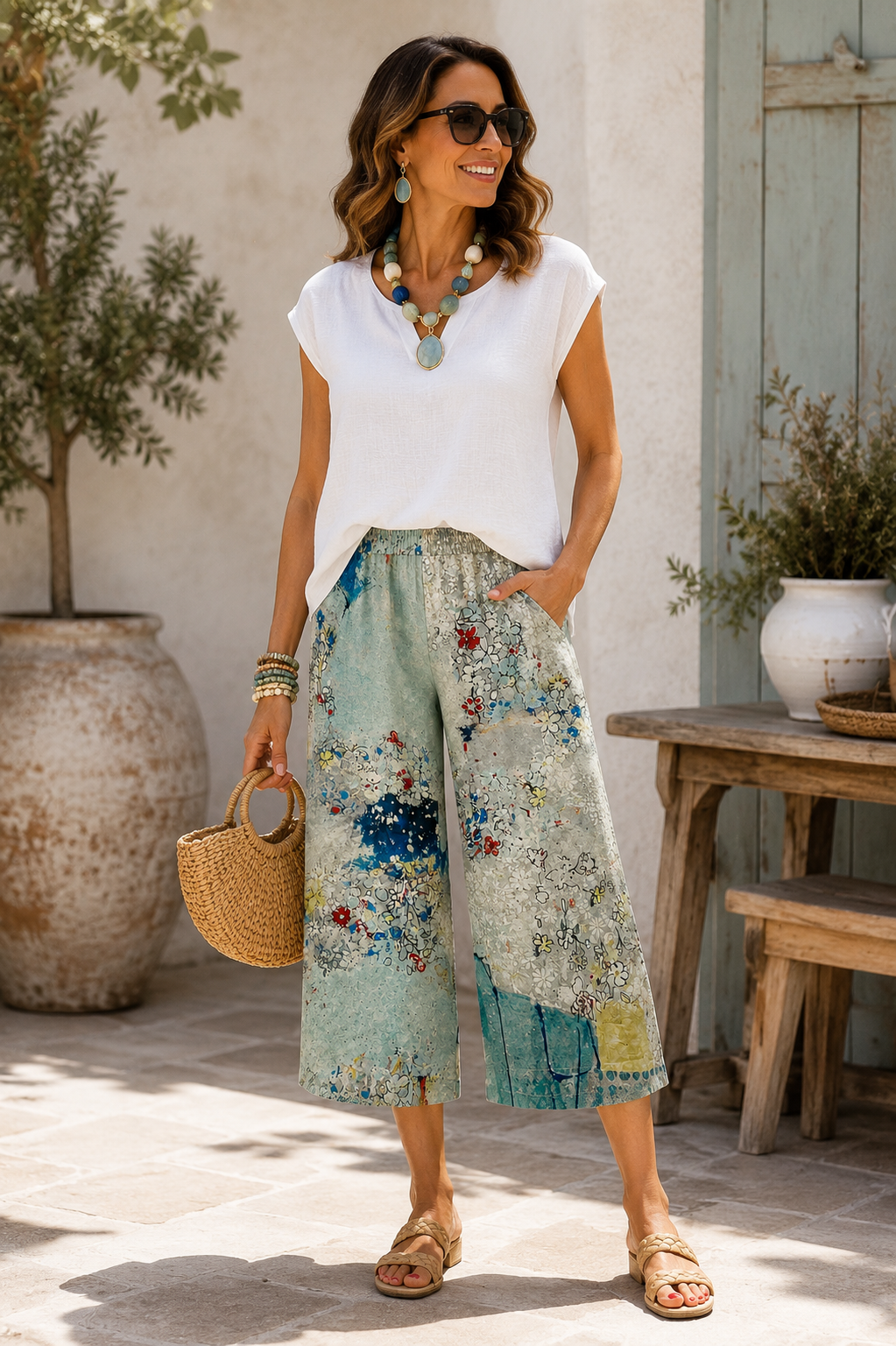 Sea Glass Bloom Capris