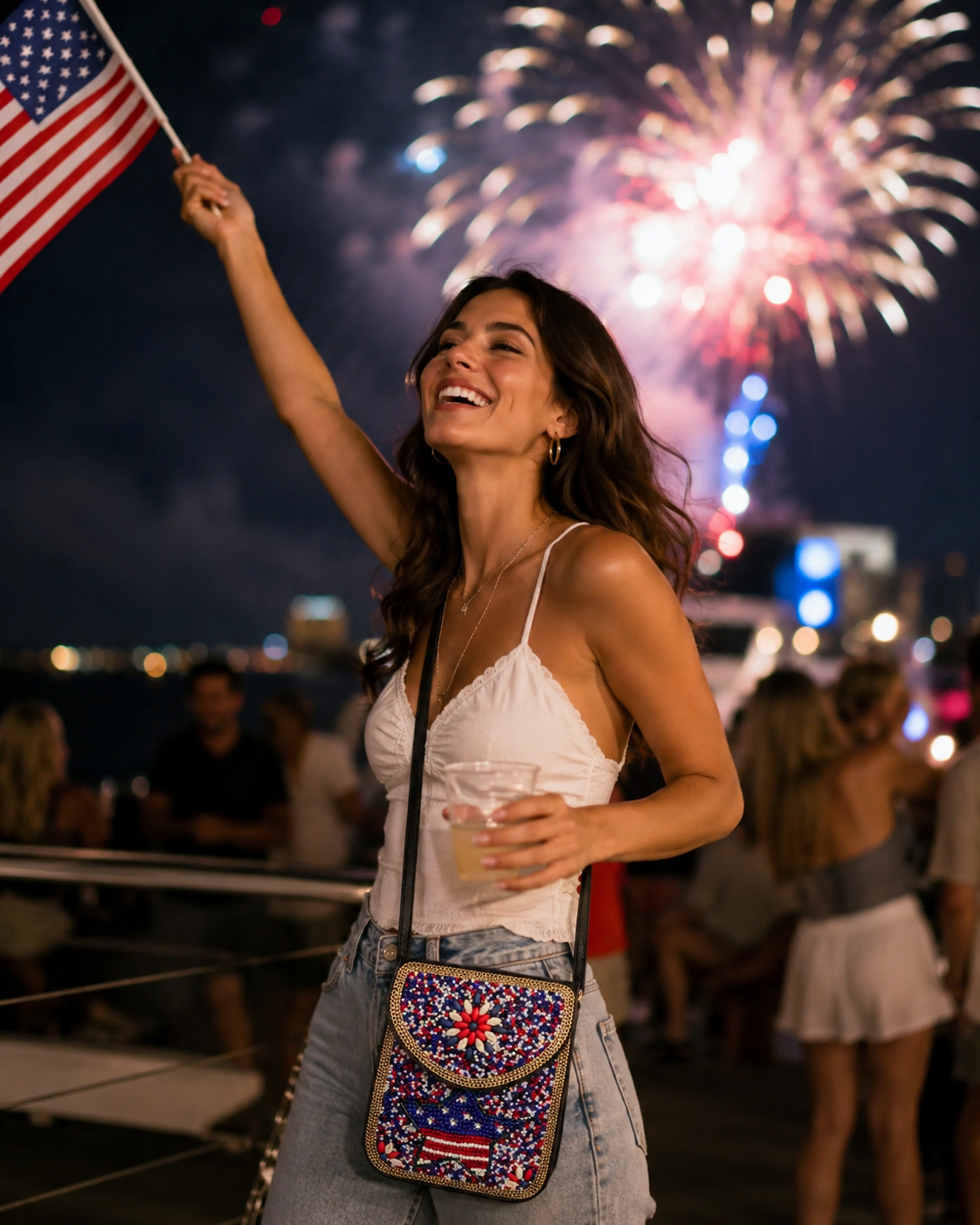 Artisan Beaded Americana Crossbody - USA Star