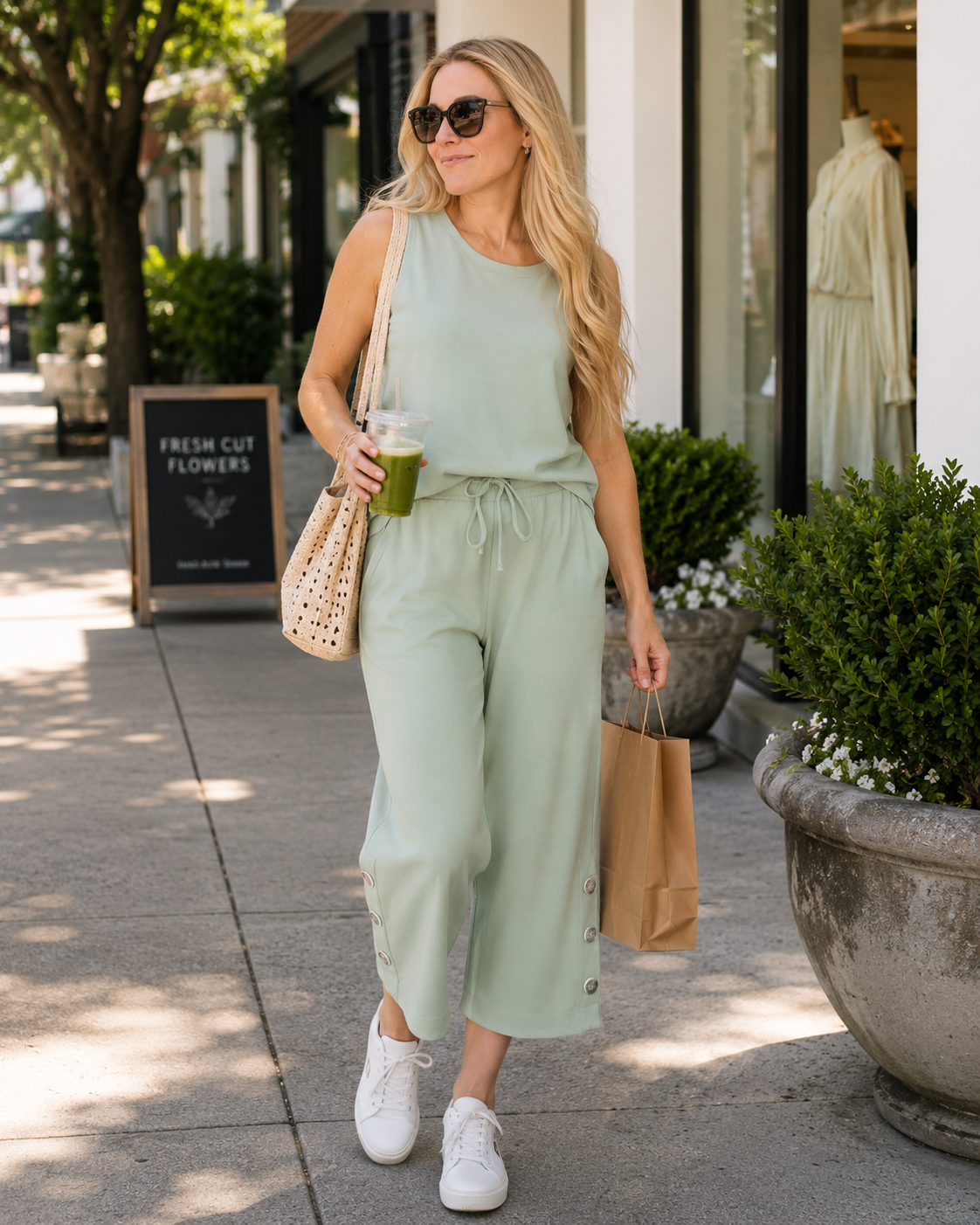 Weekend Brushed Button Shoulder Tank