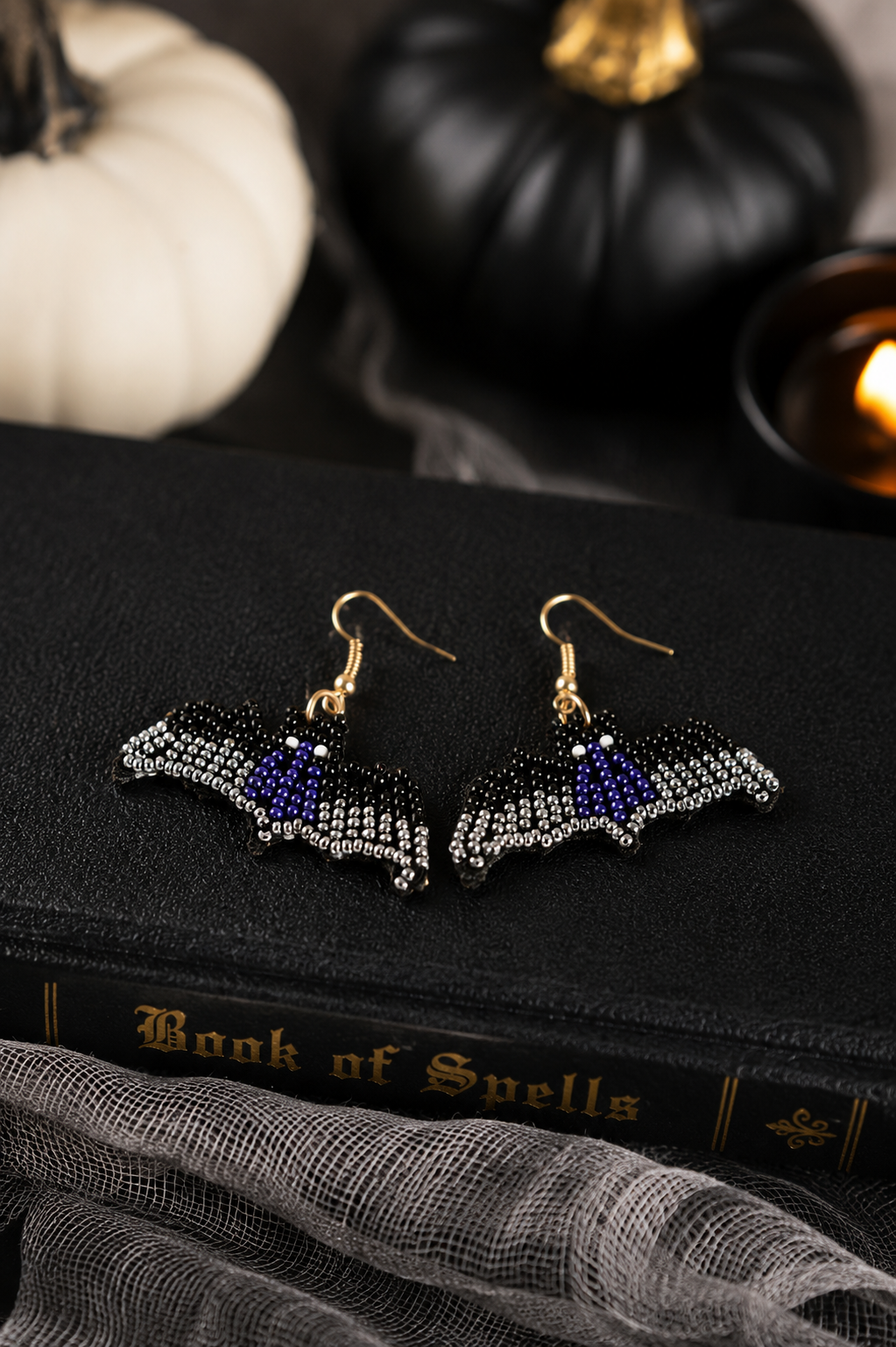 Beaded Bat Earrings