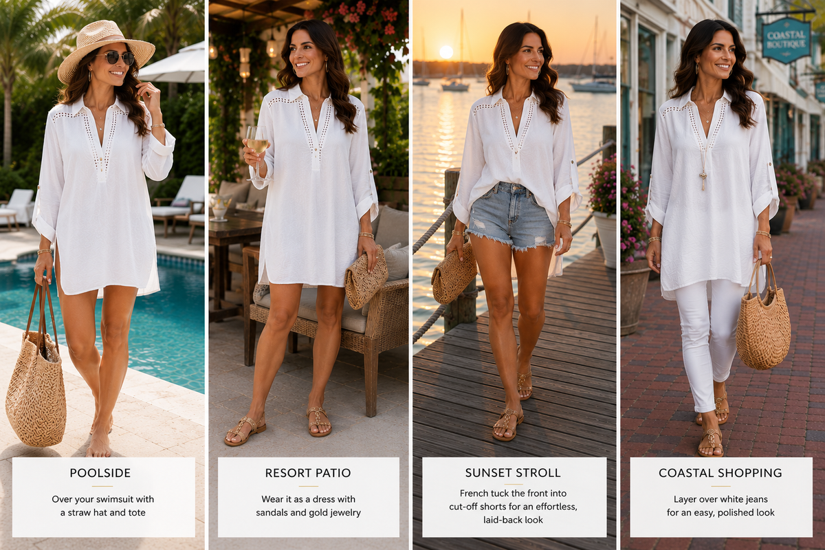 Zola Swim Cover-Up Dress with Adjustable Sleeve