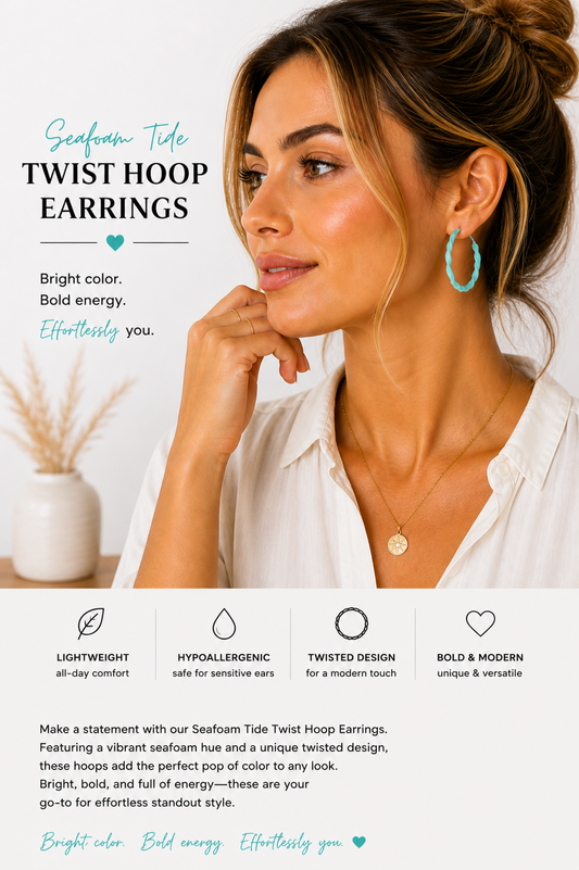Seafoam Tide Twist Hoop Earrings
