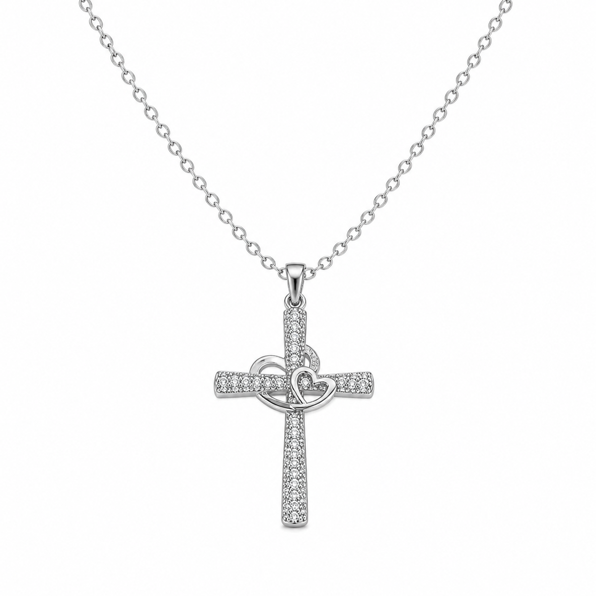 Faith & Love Crystal Cross Necklace