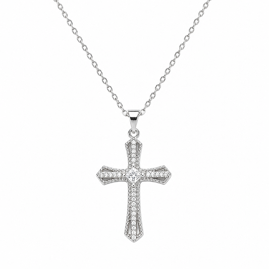 Timeless Grace Crystal Cross Necklace