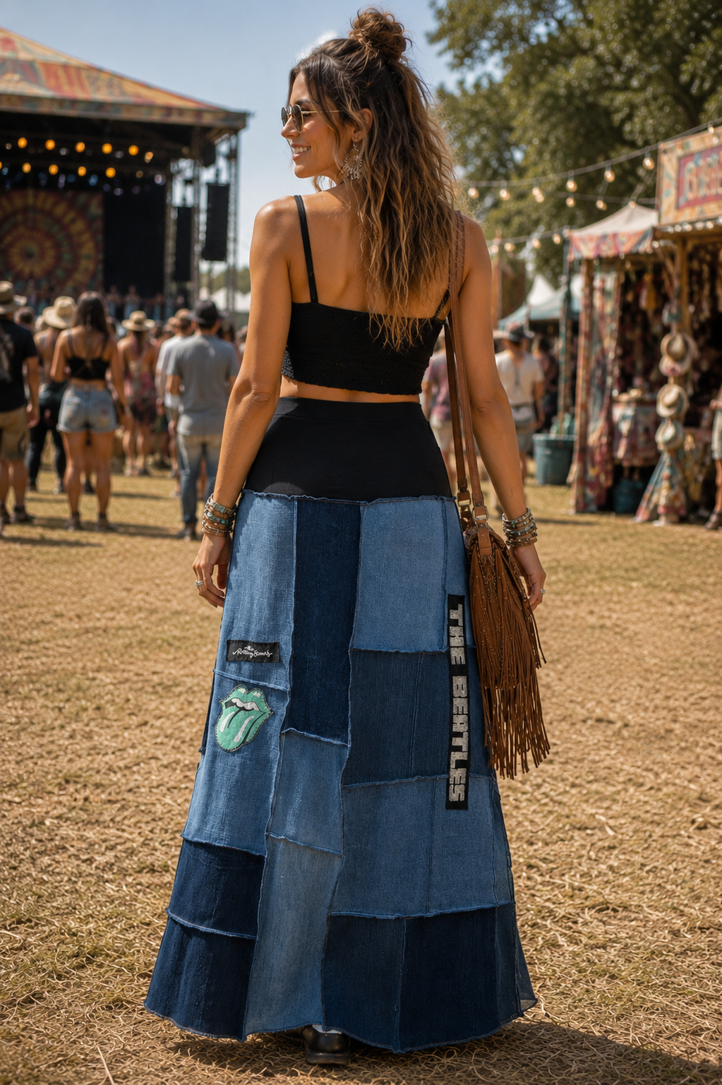 Denim Skirt with Patches
