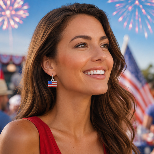 Whispers Patriotic Flag Earrings