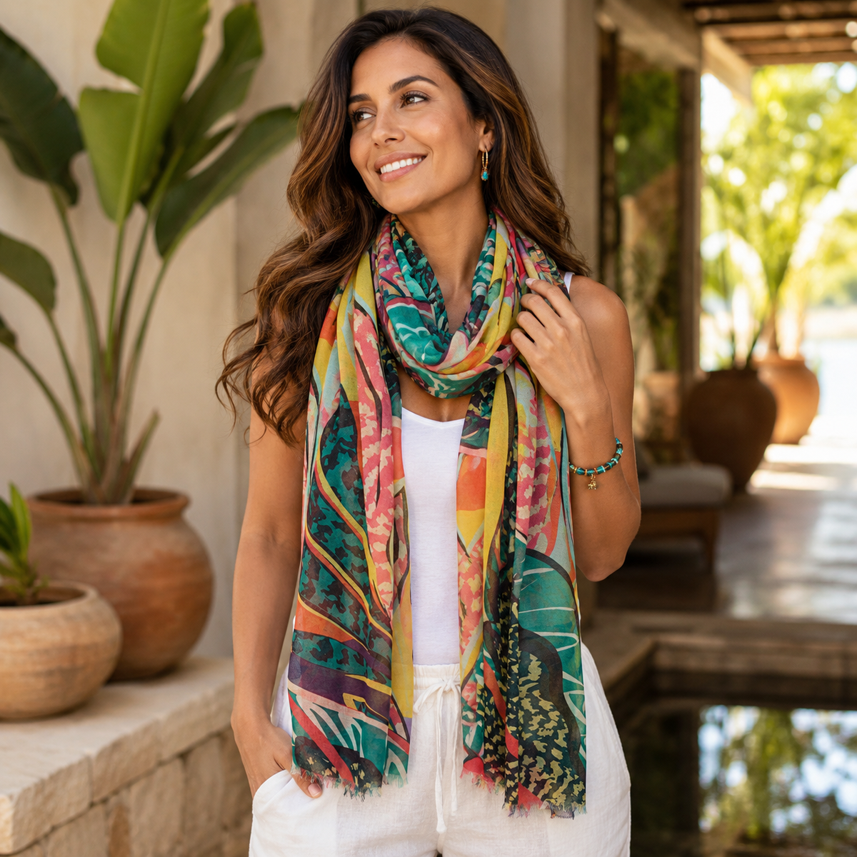 Springtime Scarf & Bracelet Set