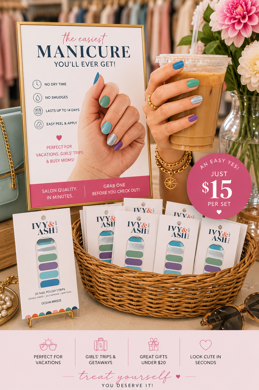 Ocean Breeze | Cool Tone Solid Color Mix Nail Polish Sticker