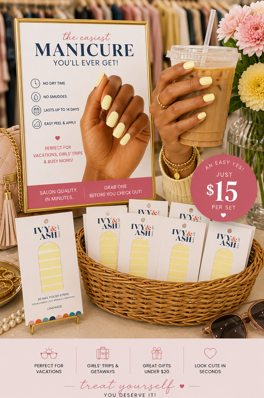 Lemonade | Pastel Light Yellow Spring & Summer Nail Wrap Set
