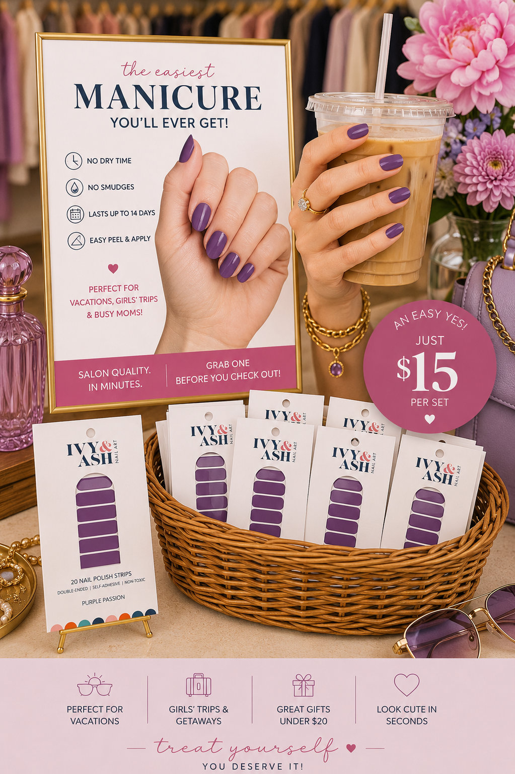 Purple Passion | Solid Medium Purple Nail Polish Wrap