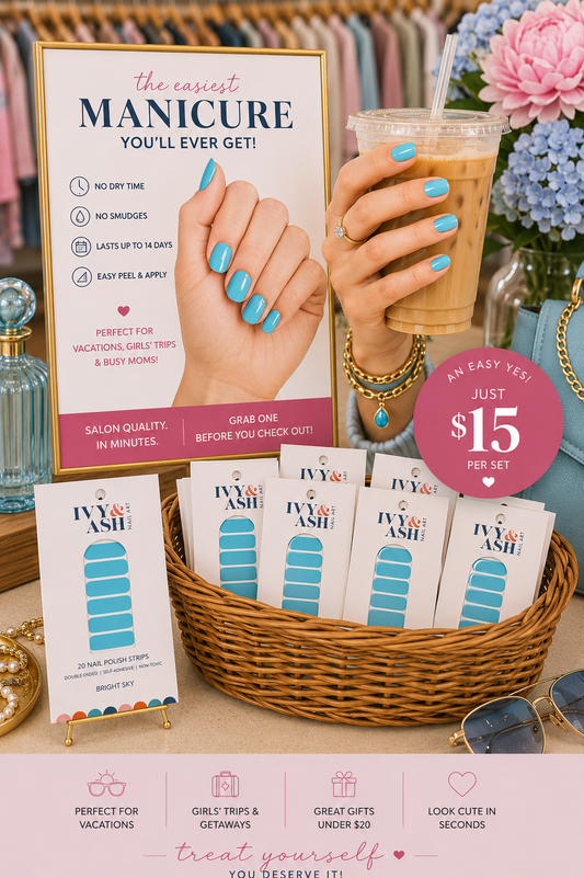Bright Sky | Solid Sky Blue Nail Polish Sticker Set