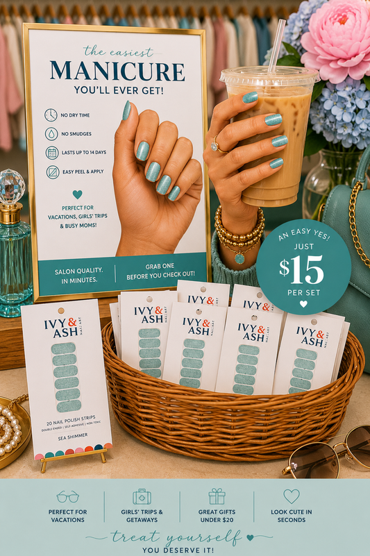 Sea Shimmer | Light Aqua Sea Glass Glitter Nail Wrap Set