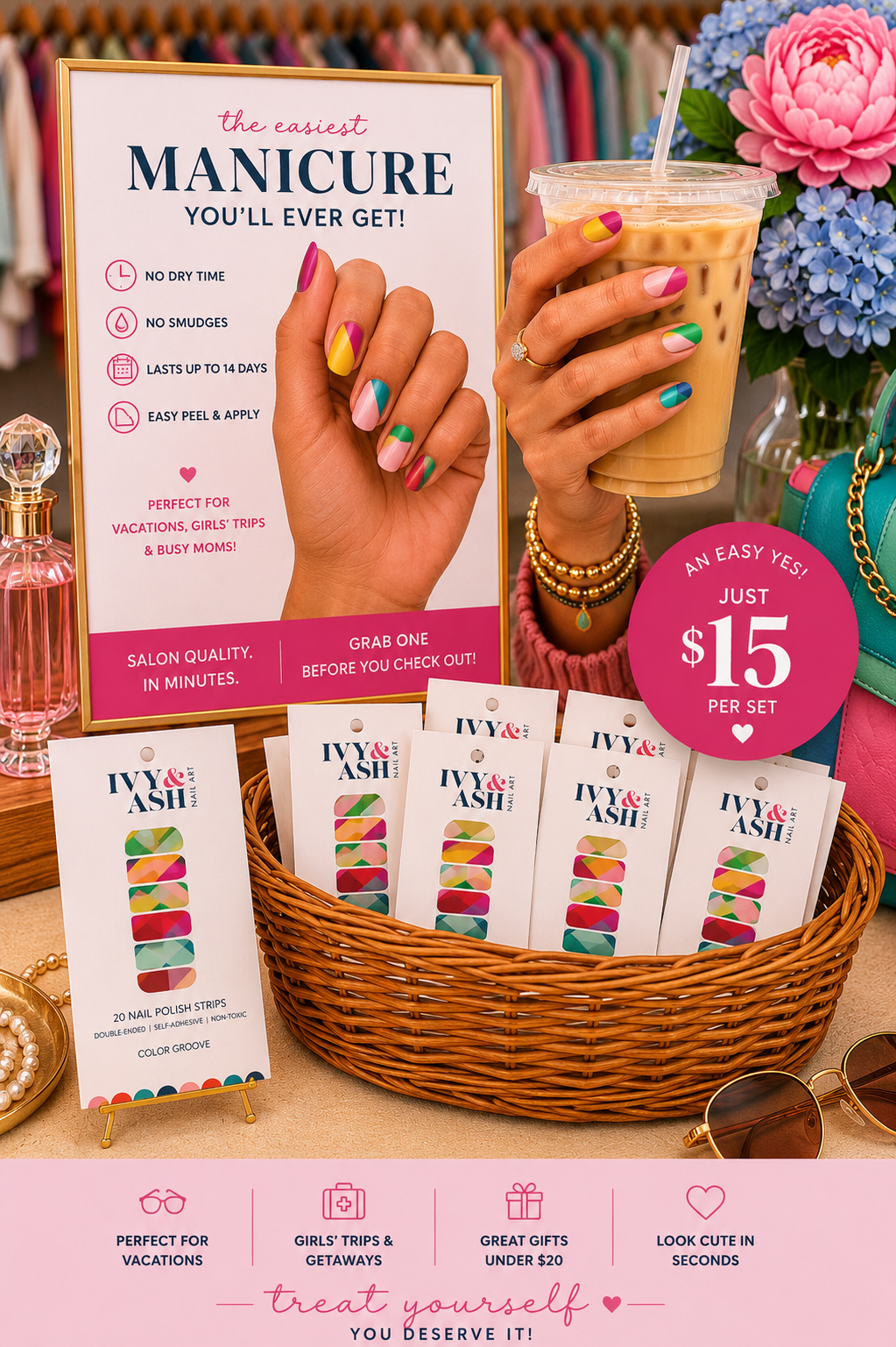 Color Groove | Retro Color Block French Tip Nail Sticker Set