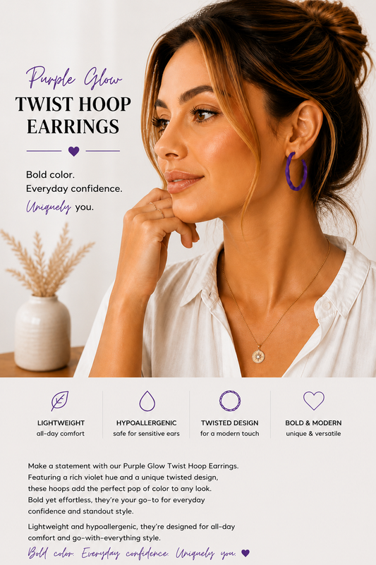 Purple Glow Twist Hoop Earrings