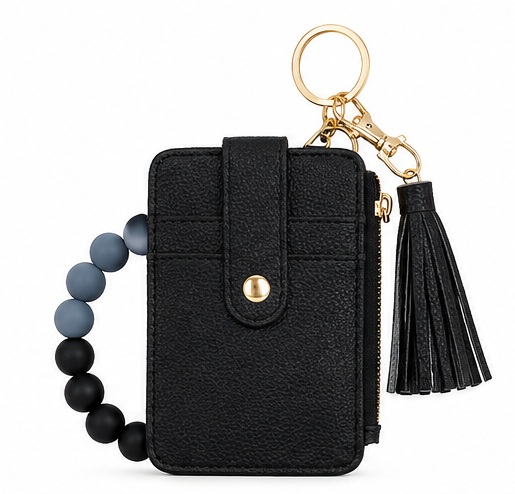 Solid Wallet Keychain Wristlet with ID Window