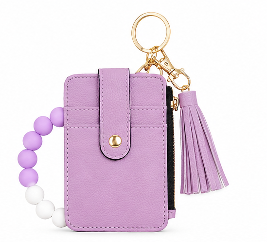 Solid Wallet Keychain Wristlet with ID Window