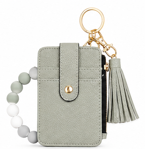 Solid Wallet Keychain Wristlet with ID Window