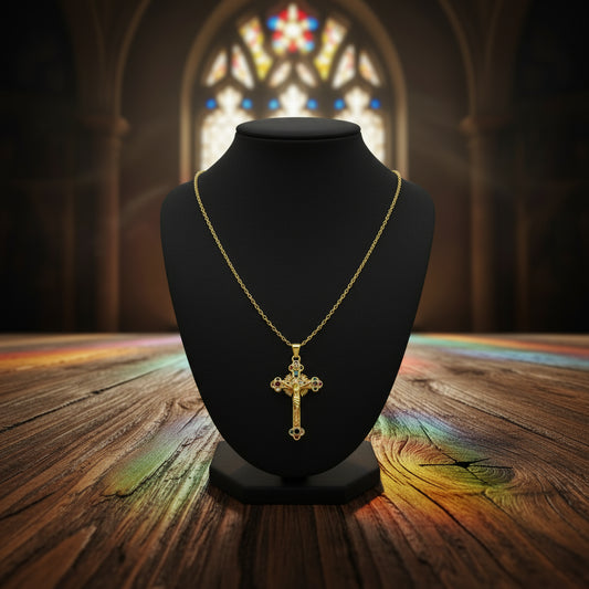 Rhinestone Cross Charm Necklace