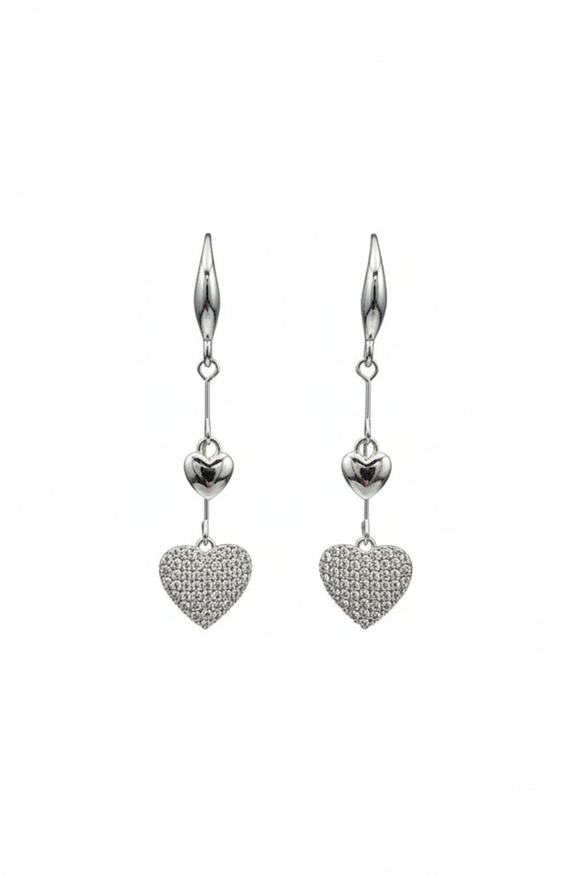 Silver Sweetheart CZ Drop Earrings