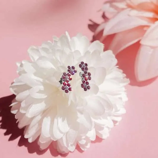 Triple Crystal Flower Post Earrings