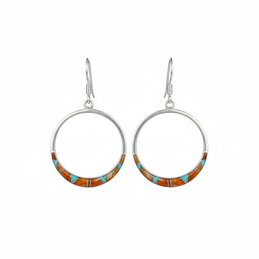Tapered Inlay Circle Earrings