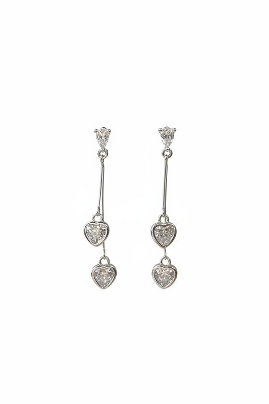 Silver Heartbeam CZ Drop Earrings