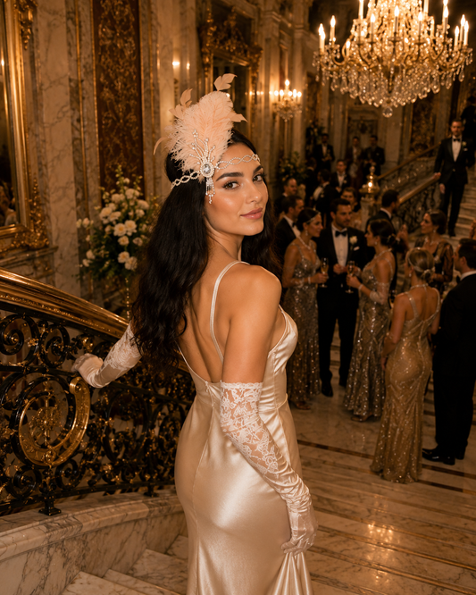 Gatsby 1920s Rhinestone Crystal Feather Headband
