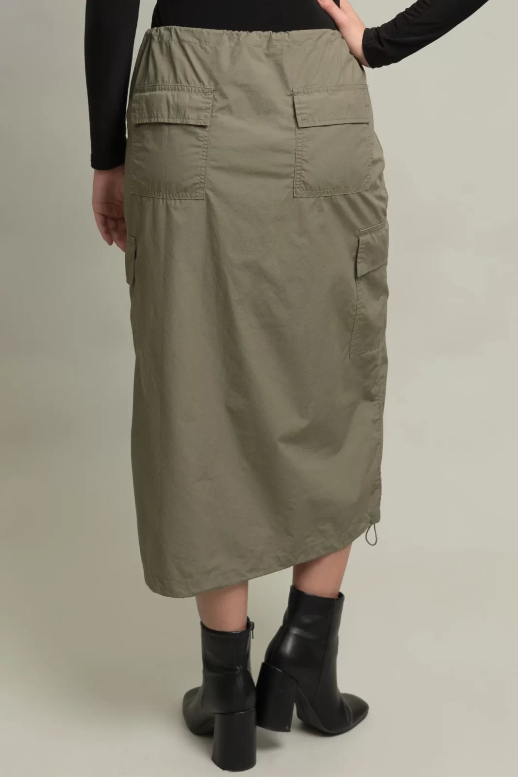 Parachute Cargo Midi Skirt w/ Adjustable Waist